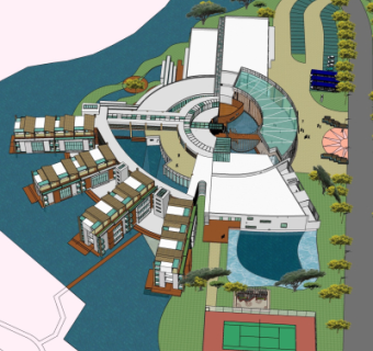 现代度假酒店su模型