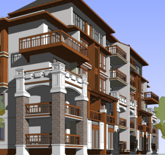 简欧高层公寓楼su模型