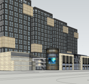 现代商业街su模型