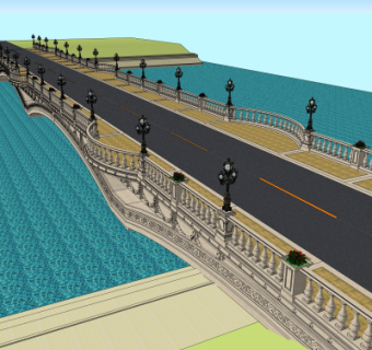 欧式公路大桥免费su模型