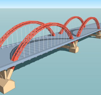 现代公路大桥免费su模型