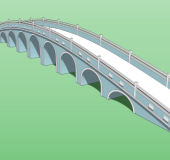 中式拱桥免费su模型