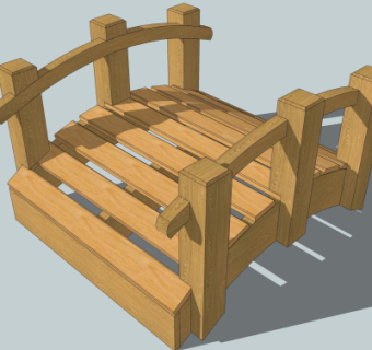 自然风木桥免费su模型