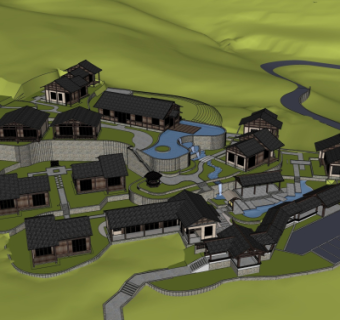 中式古镇规划设计su模型