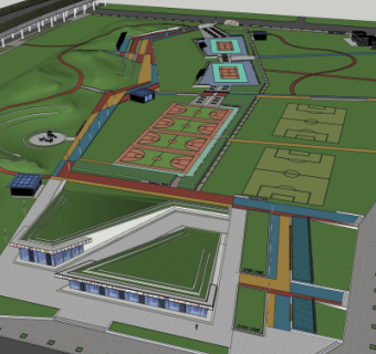 现代运动公园规划su模型