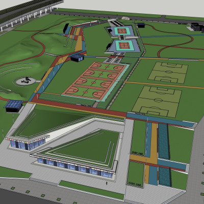 现代运动公园规划su模型