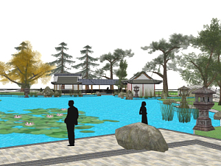 <em>中式公园景观</em>su模型