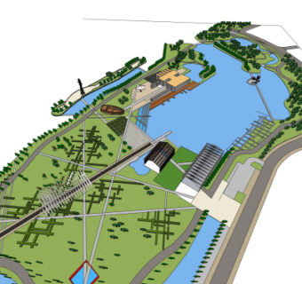 现代公园景观su模型