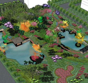 中式公园景观su模型