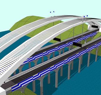 现代大桥免费su模型