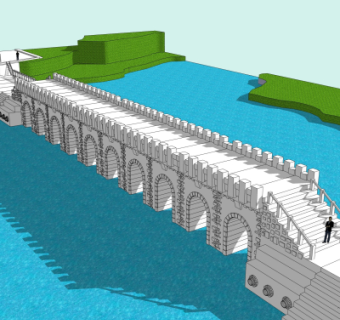 中式景观桥免费su模型