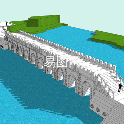 中式景观桥su模型
