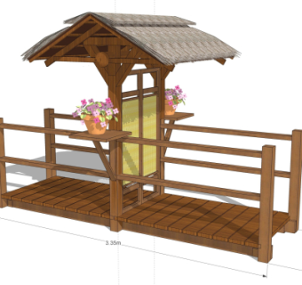 自然风木桥免费su模型