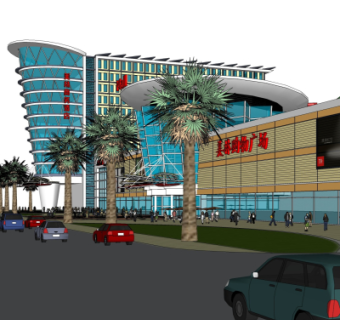 现代购物广场su模型