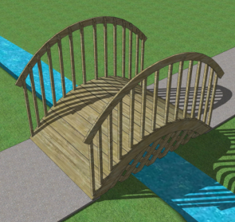 自然风木桥免费su模型