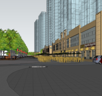 新古典沿街商业建筑su模型