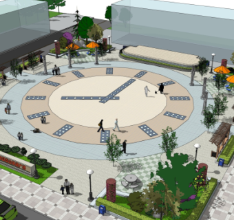 现代广场景观su模型