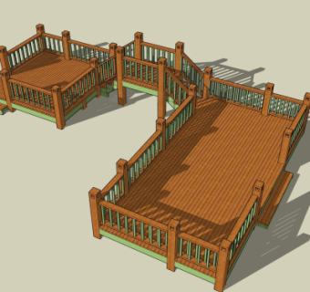 自然风木桥免费su模型