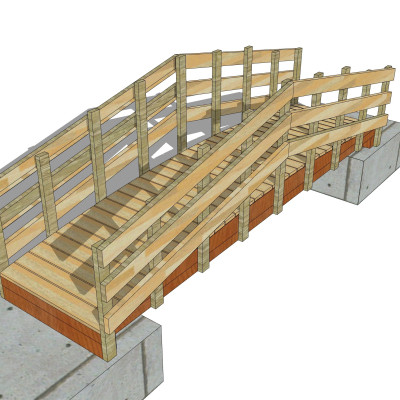 自然风木桥su模型