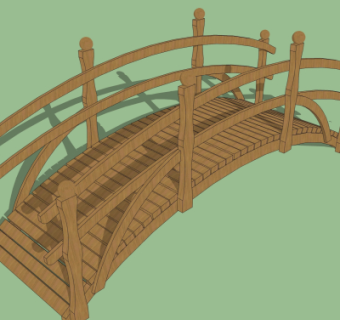 自然风木桥免费su模型