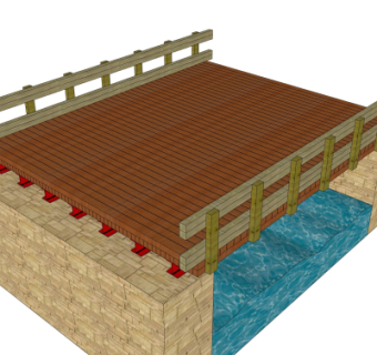 自然风木桥免费su模型