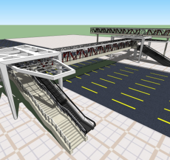 现代过街天桥免费su模型