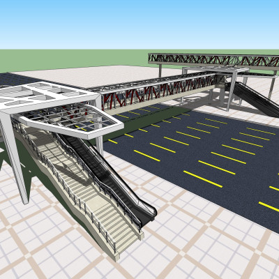 现代过街天桥su模型