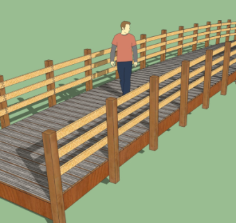 自然风木桥免费su模型