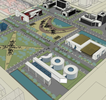 现代商业区规划su模型