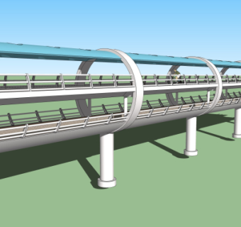 现代过街天桥免费su模型