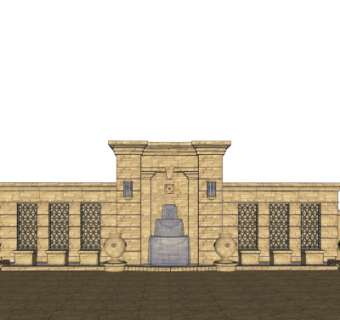 新古典景观墙水景su模型