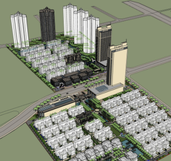 现代小区规划su模型