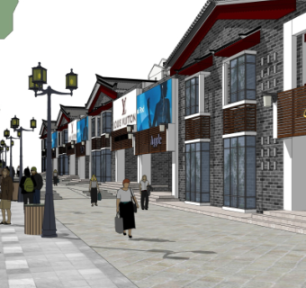 欧式商业街su模型