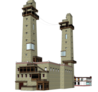 中式塔楼su模型