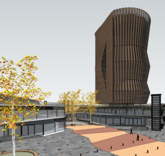 现代商业街su模型