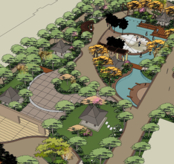 现代公园景观su模型