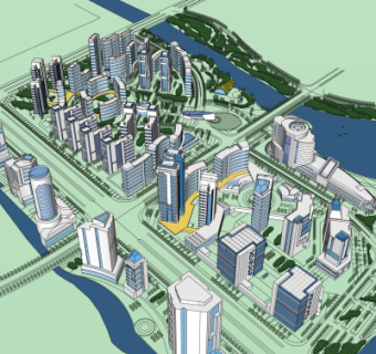 现代城市规划设计su模型