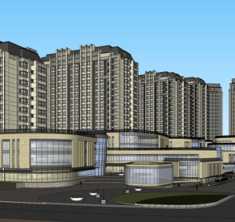 现代商业街su模型