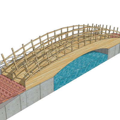 自然风木桥su模型