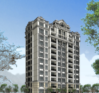 欧式古典高层公寓楼su模型