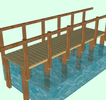 自然风木桥免费su模型
