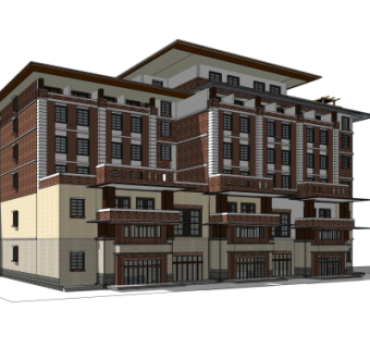 现代公寓楼su模型