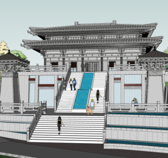 中式古建殿宇su模型