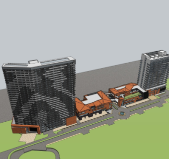 现代商业街su模型