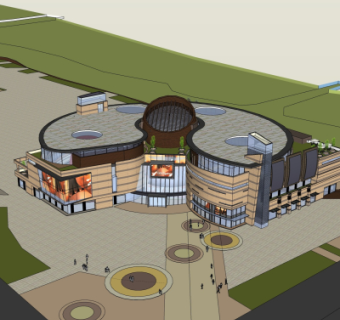 现代商业广场su模型