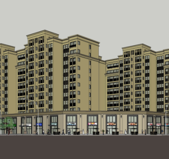 新古典高层公寓楼su模型
