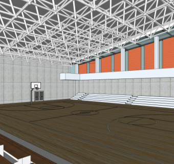 现代室内篮球场su模型