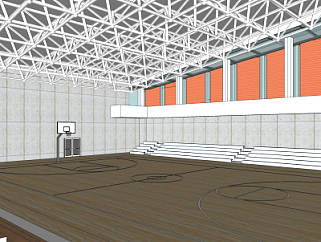 现代室内篮球场su模型