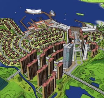 现代小区规划su模型