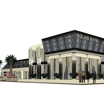 新古典售楼部外观su模型